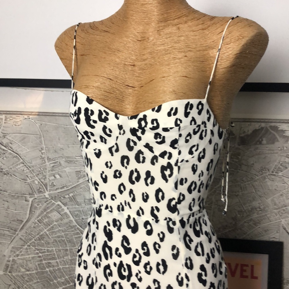 Reformation Leopard Print Spaghetti Strap Dress Size 6 - Picture 8 of 15